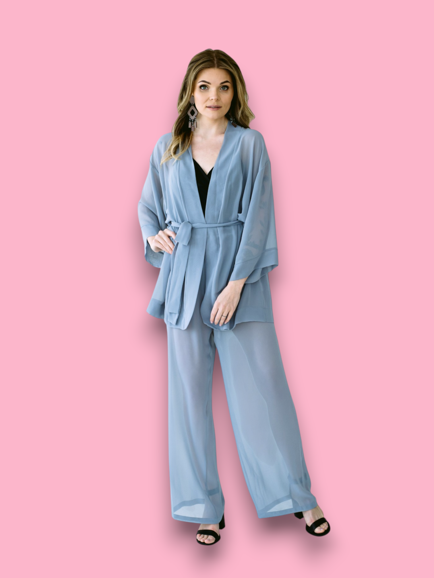 Helehall minikimono ja püksid - Image 3