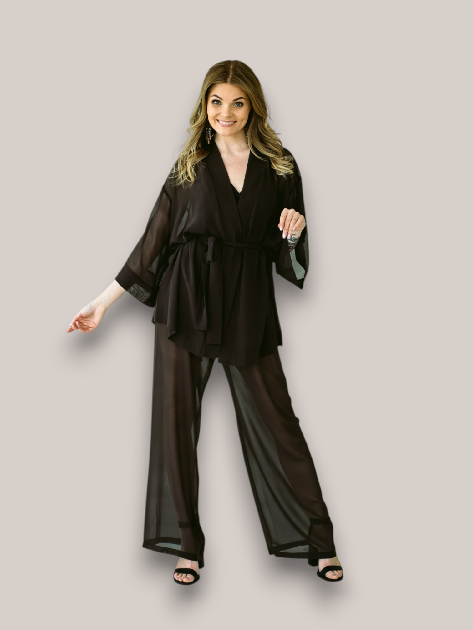 Tumepruun minikimono ja püksid - Image 5